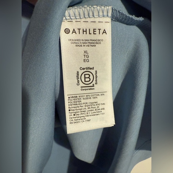ATHLETA HERON BLUE HARLOW HYBRID TEE-LIGHTWEIGHT-COTTON/POLY BLEND XL NWOT - Picture 4 of 5